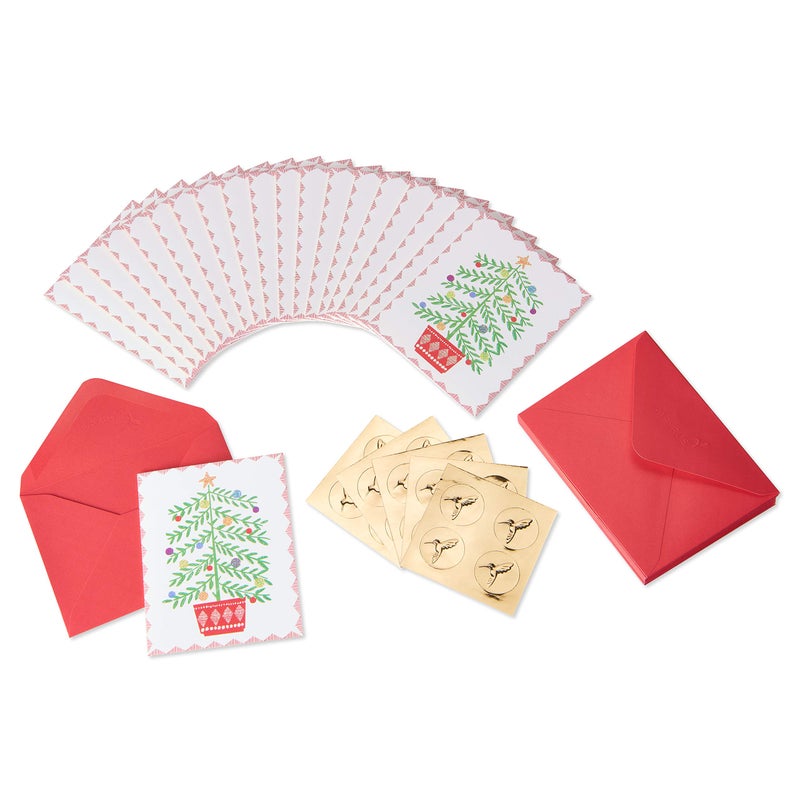 Papyrus Christmas Cards Boxed with Envelopes, Merry Little Christmas, Christmas Tree (20-Count) - Image 3